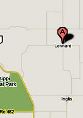 Google Map showing Lennard Manitoba